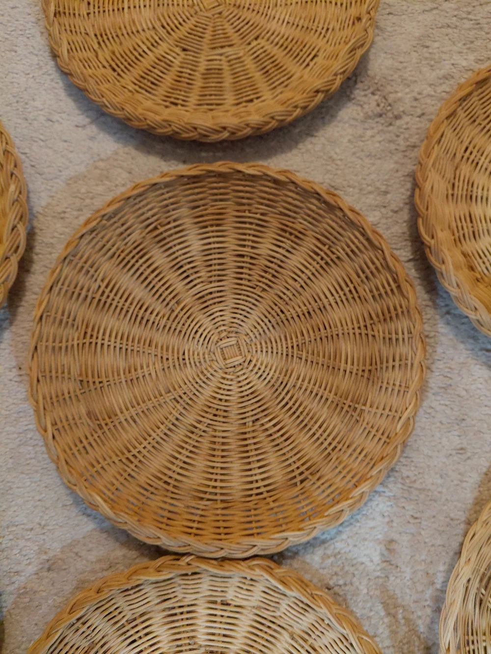 Woven Natural Rattan Paper Plate Holders - Set Of 10, Natural